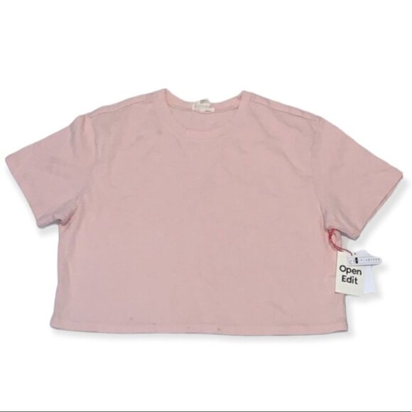 OPEN Edit 100% organic Boxy Crop cotton T-shirt In Pink Lotus XSmall - Picture 2 of 11